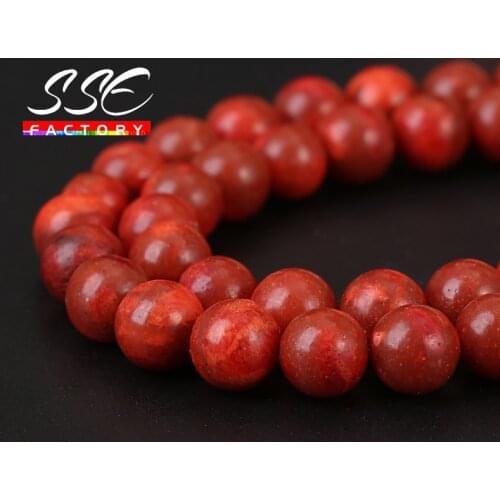 Wholesale Natural Red Coral Beads Round Loose Stone Beads 6/8/10/12mm For Jewelry Making DIY Earrings Bracelets Accessories 15"