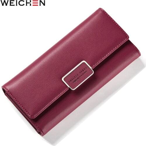 WEICHEN Casual Style Women Wallets Long Size Artificial Leather Lady Wallet Card Holder Clutch Female Carteras Purses Hot Sale
