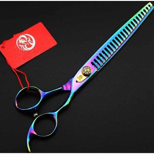 8inch Professional Rainbow Stainless Steel Shark Teeth Pet Thinning Scissor Dog Hairdressing Style Groomer Clipper Shear Tool