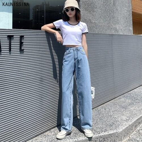 High Waist Straight Wide Leg Pants Women Daisy Embroidery Jeans New Autumn Summer Loose Casual Full Length Pants Denim Trousers