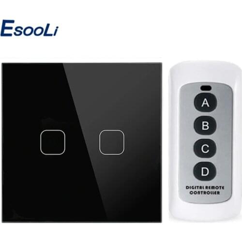 Esooli EU/UK Standard 1 Gang 2 Gang 3 Gang 1 Way Remote Control Touch Switch Luxury Crystal Glass Normal Touch Switch