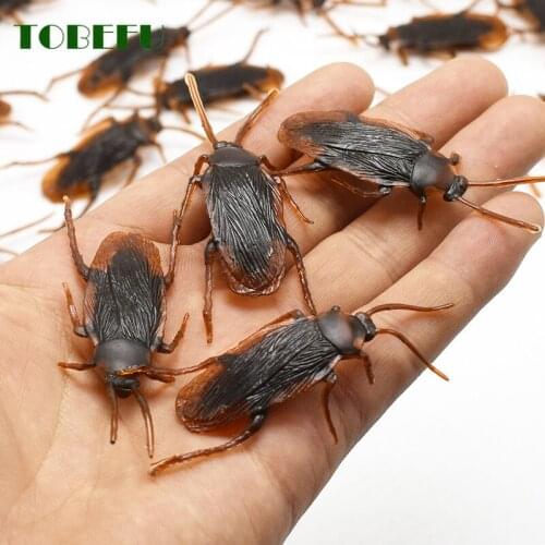 TOBEFU 5Pcs/Lot Lifelike Simulation Rubber Cockroach April Fool Day Halloween Special Prank Funny Trick Joke Toy Prop Decoration