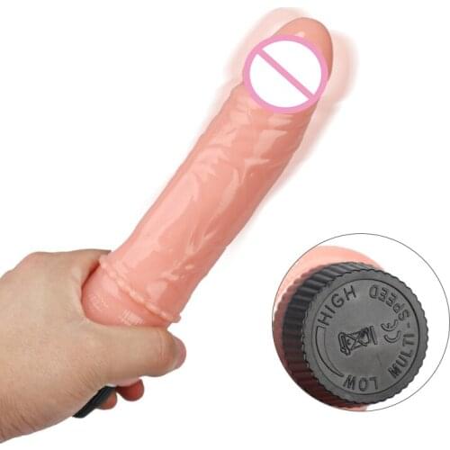 20cm Realistic Crystal Dildo Vibrators Multi Speed Big Penis Erotic Sex Toys For Adult Intimate Woman Masturbator Realistic