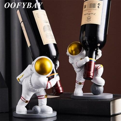 Nordic Resin Wine Holder Astronaut Wine Rack Living Room Abstract Figures Bar Office Desktop Ornaments Home Decoration Crafts
