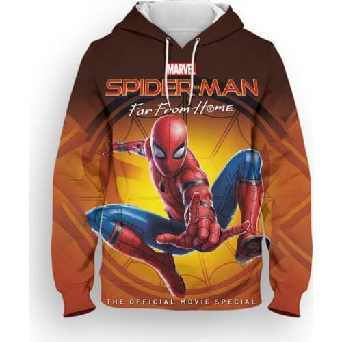 Mens Oversize Sweatshirt Marvel Spider-Man 3D Print Spring Autumn Children Clothes Cool Womens Harajuku Hoodie