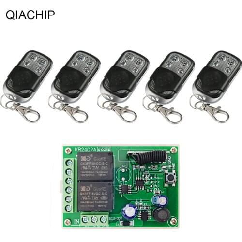 QIACHIP 433Mhz DC 5-30V 2CH Relay Receiver Module Universal Wireless Remote Control Switch + RF Remote Transmitter 24V Led Light