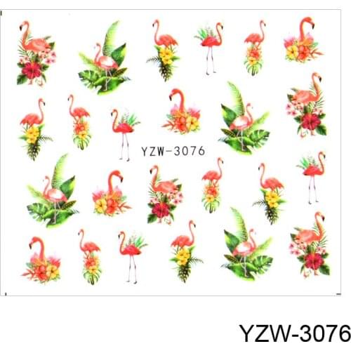 ZKO Wolf/Fox/Flamingo And Flower Noble Necklace Nail Art Water Decals Transfer Sticker Manicure Nail Decoration