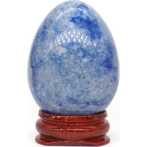 34*44MM Blue Quartz Stone Egg Natural Gemstone Crystal Mineral Healing Ball Home decoration accessory Kegel Massage Yoni Egg