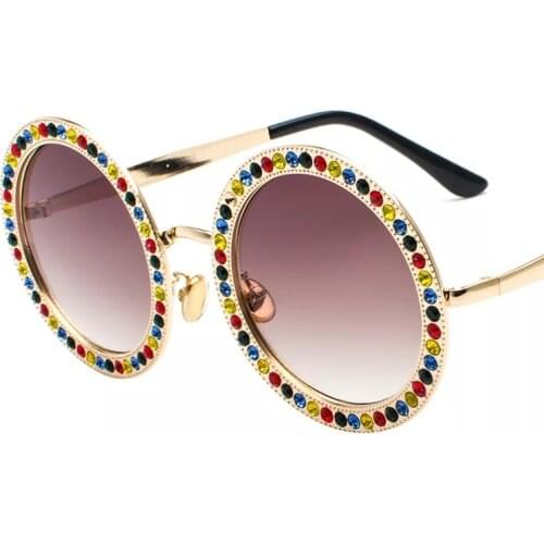 Womens Oversize Big Sunglasses Pink Colorful Crystal Stones Shades for Woman Designer Extra Fashion Sun Glasses Clear Frame