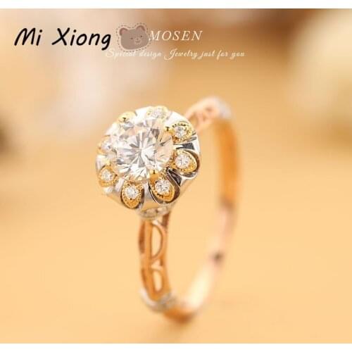 Mi Xiong Sterling Silver 925 Ring Womens Unique Luxury Wedding Engagement Party Gift for Wife Elegant Delicate Romantic Love