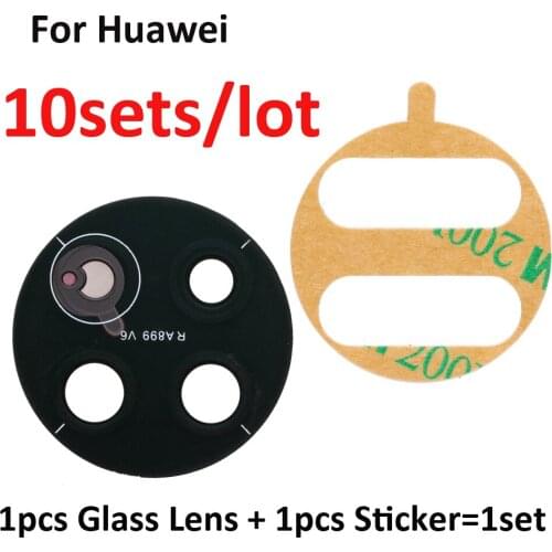 10sets NEW Rear Back Camera Glass Lens Cover + 3M Sticker Holder Replacement Parts For Huawei Mate 20 30 pro lite