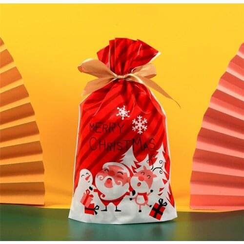 10pcs Christmas Gift Bag Snowflake Elk Santa Claus Candy Bags Merry Christmas Decorations For Home New Year 2021 Decor