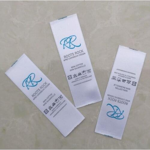 1000PCS , 2.5 * 8 cm Custom big size satin ribbon cloth label washing instruction precut care label
