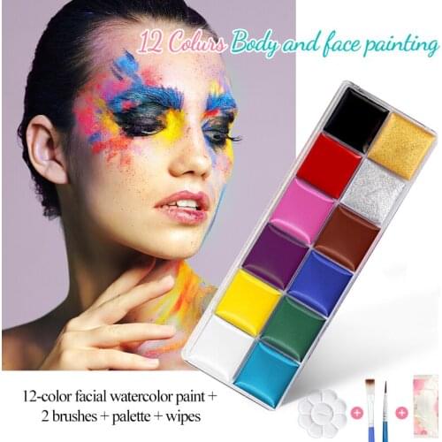 12 Colors Body Art Oil Painting Face Paint Non Toxic Face Body Art Painting Safe Water Paint Oil Tattoo Body painting Halloween