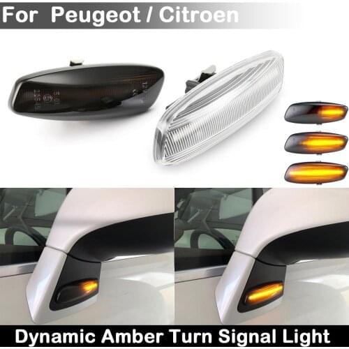 2Pcs For Peugeot 207 308 3008 5008 RCZ Partner For Citroen C3 C4 C5 DS3 DS4 LED Side Marker Lamp Dynamic Amber Turn Signal Light