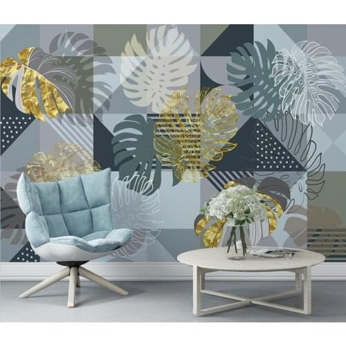 Beibehang Custom wallpaper 3d photo mural papel de parede Nordic modern geometric tropical plant leaves 3d wallpaper