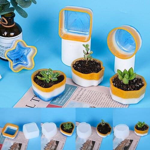 3D Silicone Molds for Epoxy Resin Succulent Flower Pot Concrete Cement Clay Mold Silicone Resin Mold Candle Soap Making Mould