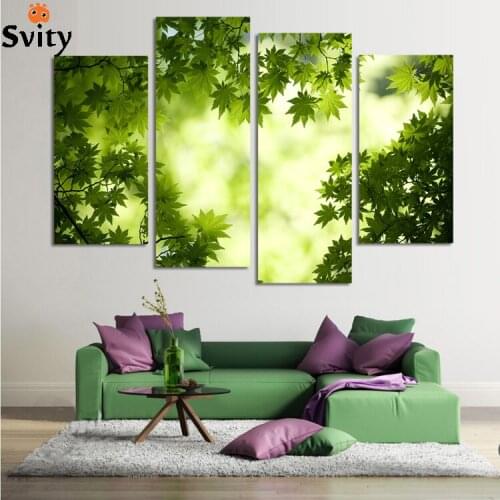 4PCS white and black tree art in sky Wall painting print on canvas for home decor ideas paints on wall pictures art No framed