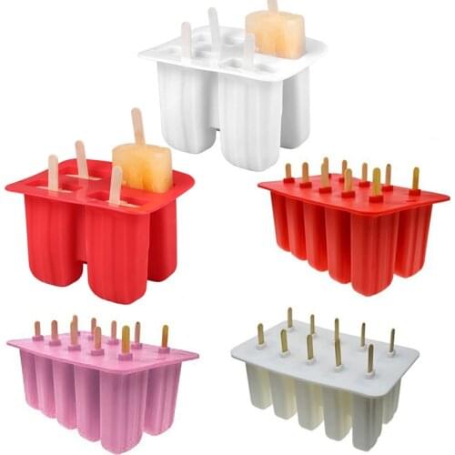 4 Cellls Silicone Ice Cream Mould Tubs Eco-Friendly Popsicle Mold Handmade Ice Cube Tray Child For Kitchen Accessories