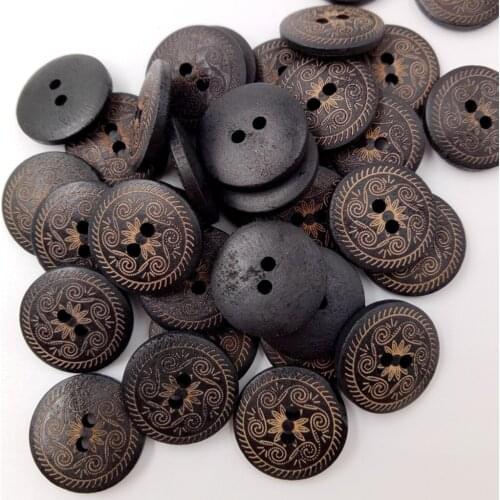 50pcs Round Flower Wooden Sewing Buttons 2 Holes Clothes Accessories 18mm