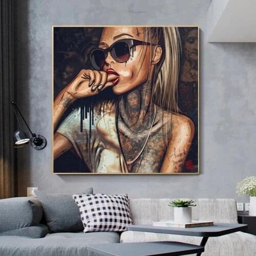 Abstract Sexy Girl Tattoo Picture Women Art Cool Graffiti Street Art Portrait Poster Canvas Painting Living Room Home Decoration