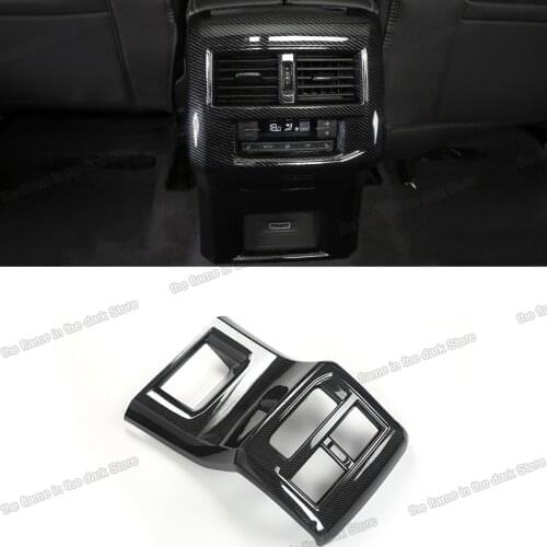 Lsrtw2017 Carbon Fiber Abs Car Rear Armrest Vent Air Outlet Frame Trims for Volkswagen Atlas Teramont Vw 2017 2018 2019 2020
