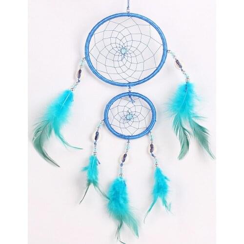 B Feather dream catchers Circular Net braided dream catcher hanging with shell For Wall and tent Decorations