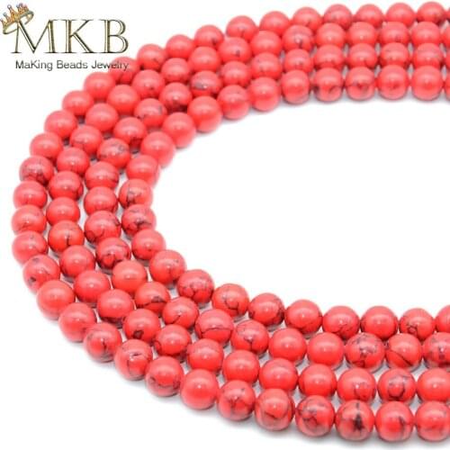 Natural Stone Beads Red Turquoises Beads For Jewelry Making 4 6 8 10 12mm Gem Loose Beads Diy Bracelet Necklace Accessories