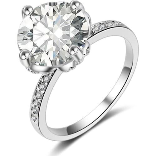 Ociki Cubic Zirconia Silve Color Engagement Wedding Crystal Rings for Women Girls Party Gift Drop Shipping Jewelry Wholesale