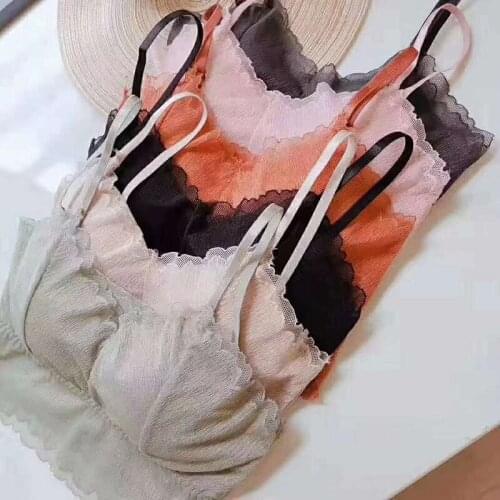 Summer Women Wireless Padded Bralette Camisole Sexy Lace Crop Top Vest Ladies Floral Tank Top Underwear Acce