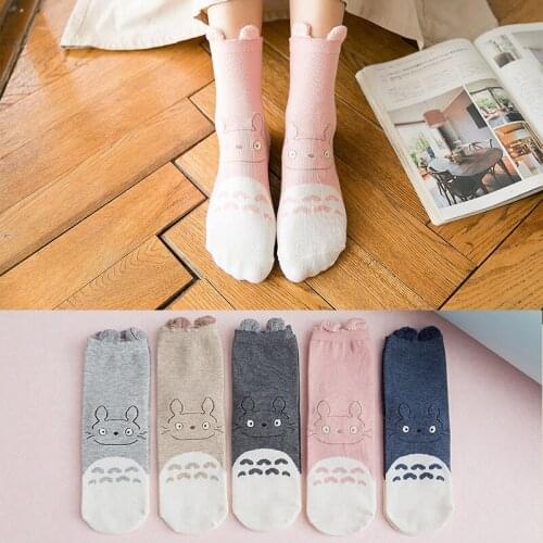 Fashion Cartoon Totoro Cute Cotton Short Socks Women Harajuku Animals Style Ankle Socks Funny Socks Female 5 Pairs/Lot