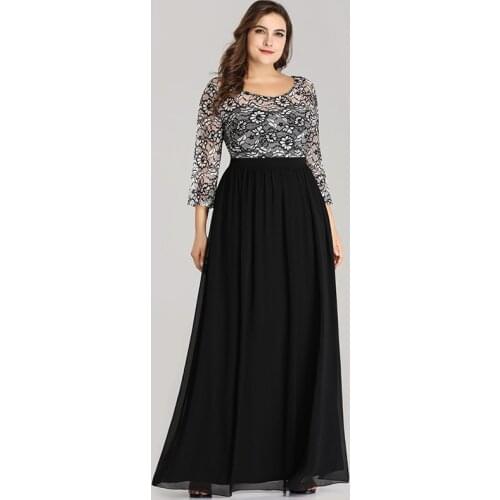 Fashion O-Neck Evening Dress Appliques Three Quarter Sleeves New A-Line Backless Floor-Length Plus Size Women Formal Gowns D925