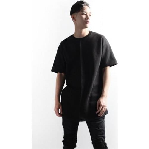 Mens loose and simple front seam round neck short sleeve solid color T-shirt