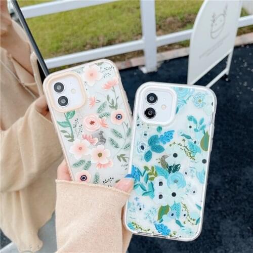 For iPhone 12 Pro Case Flowers Phone Case For iPhone 12 Mini 11 Pro Max 8 7 Plus X XS Max XR Soft TPU Bumper Back Cover