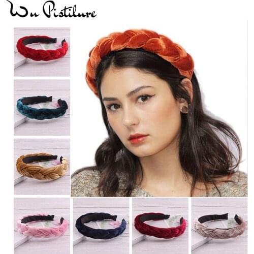 Newest Women Fashion Trendy Wide Braided Hairband Velvet Headbands Women Flannel Hair Hoop Womens Hair Accessories