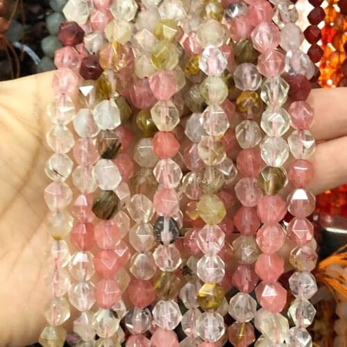 Wholesale Natural Stone Faceted Cherry Quartz Bead Loose Spacer Crystal Beads For Jewelry Making DIY Bracelet Necklace 6 8 10 mm