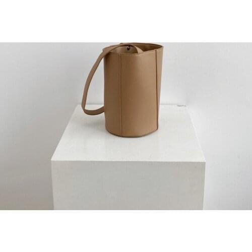 Korean Style Simple Large Capacity PU Bucket Bag for Women 2021 New Designer Fashion Solid Color Shoulder Bags Purses Handbags