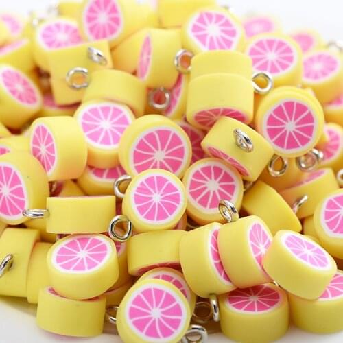 30-90Pcs/pack Color Fruit Grapefruit Shape Polymer Clay Spacer Loose Beads Slices Charms Jewelry Findings Making DIY Crafts