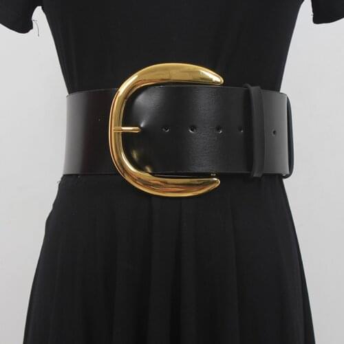 Pu Leather Black Metal Buckle Long Wide Womens Belt Personality Belts for Women New Fashion Tide All-match Spring Autumn 2021