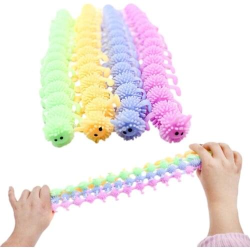 Novel Pinch Toy TPR 16-Segment Reptile Caterpillar Shape Durable Squeeze Toy Squishy Durable Fidget Toys Decompression Toy Gift