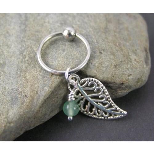 Feather Cartilage hoop Earring Feather piercing silver hoop silver helix hoop