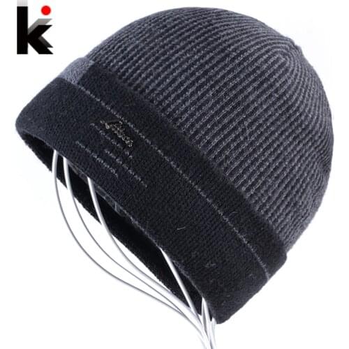 Knitted Skullies Men Beanies Winter Hats For Men Knitting Striped Wool Bonnet Caps Boy Beanie Fashion Casual Touca Inverno