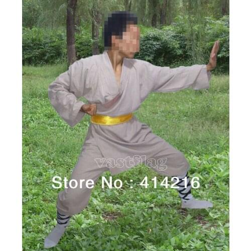 High quality Summer&Spring cotton Shaolin monk suits kung fu clothing zen wing chun wushu suits martial arts uniforms beige