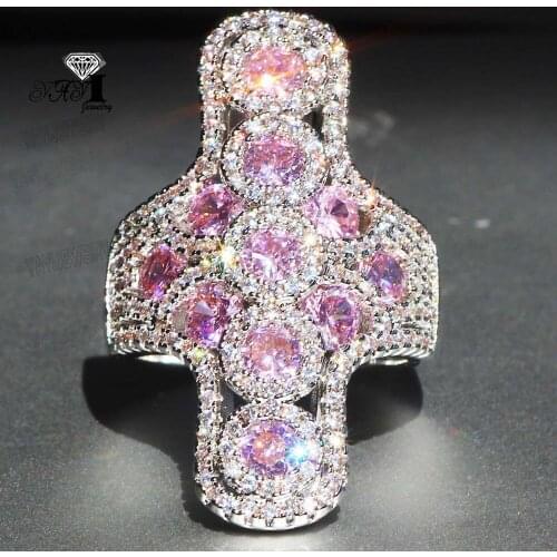 YaYI Jewelry Princess Cut 8.4 CT Pink Zircon Silver Color Engagement Rings wedding Heart Rings Girls Party Rings Gifts