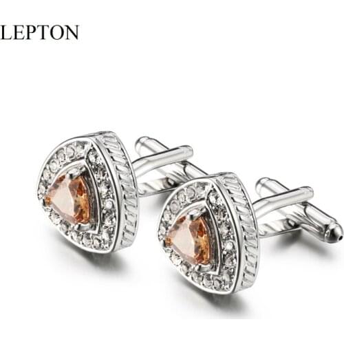 LeptonLuxury Crystal Cufflinks for Mens Shirt Cuffs bottons High quality zircon Cuff links Brand Wedding Grooms Gift Jewelry