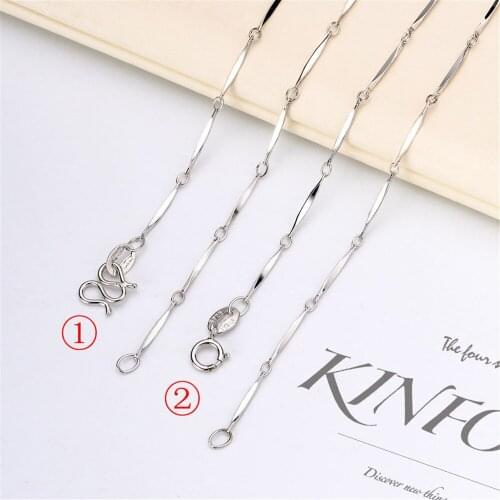 DIY pearl accessories 925 silver necklace plated platinum fashion chain spring buckle W buckle optional fine chain