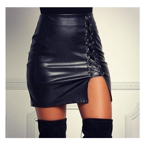 50pcs/lot fedex fastsexy club style woman casual faux leather short pu skirt lady summer pu lace up skirt