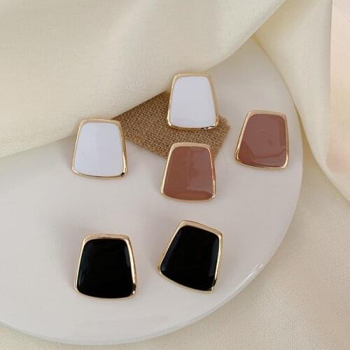 AENSOA Pink Black White Korean Enamel Big Stud Earrings For Women 2020 Fashion Jewelry Simple Geometric Female Earring Oorbellen