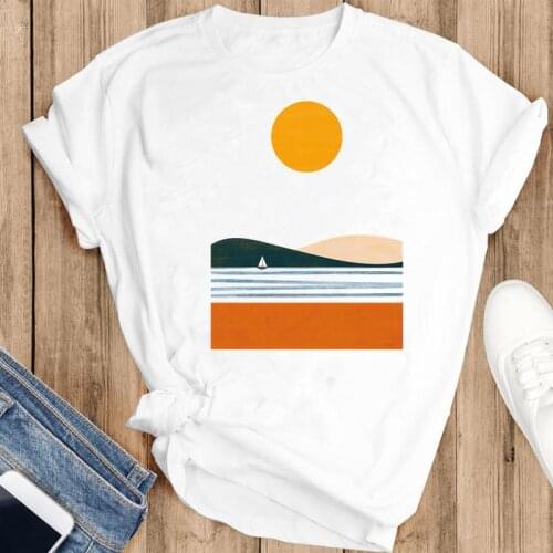 Women Graphic Beach Travel Life 2021 Clothing Fashion Print Short Sleeve Summer Female Clothes Tops Tees Tshirt T-Shirt