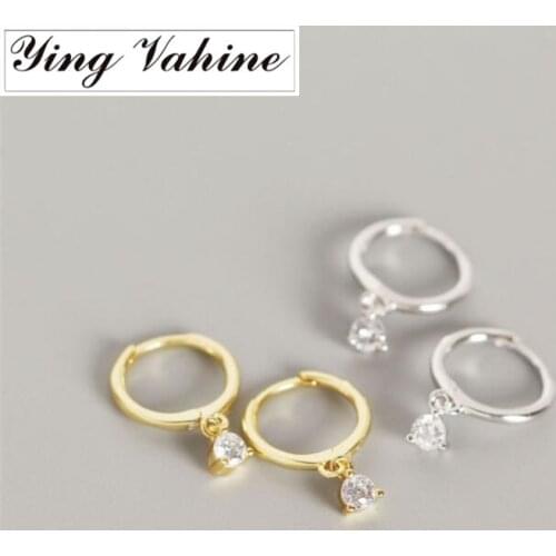 Ying Vahine 100% 925 Sterling Silver Exquisite Miniature Zircon Pendant Stud Earrings for Women